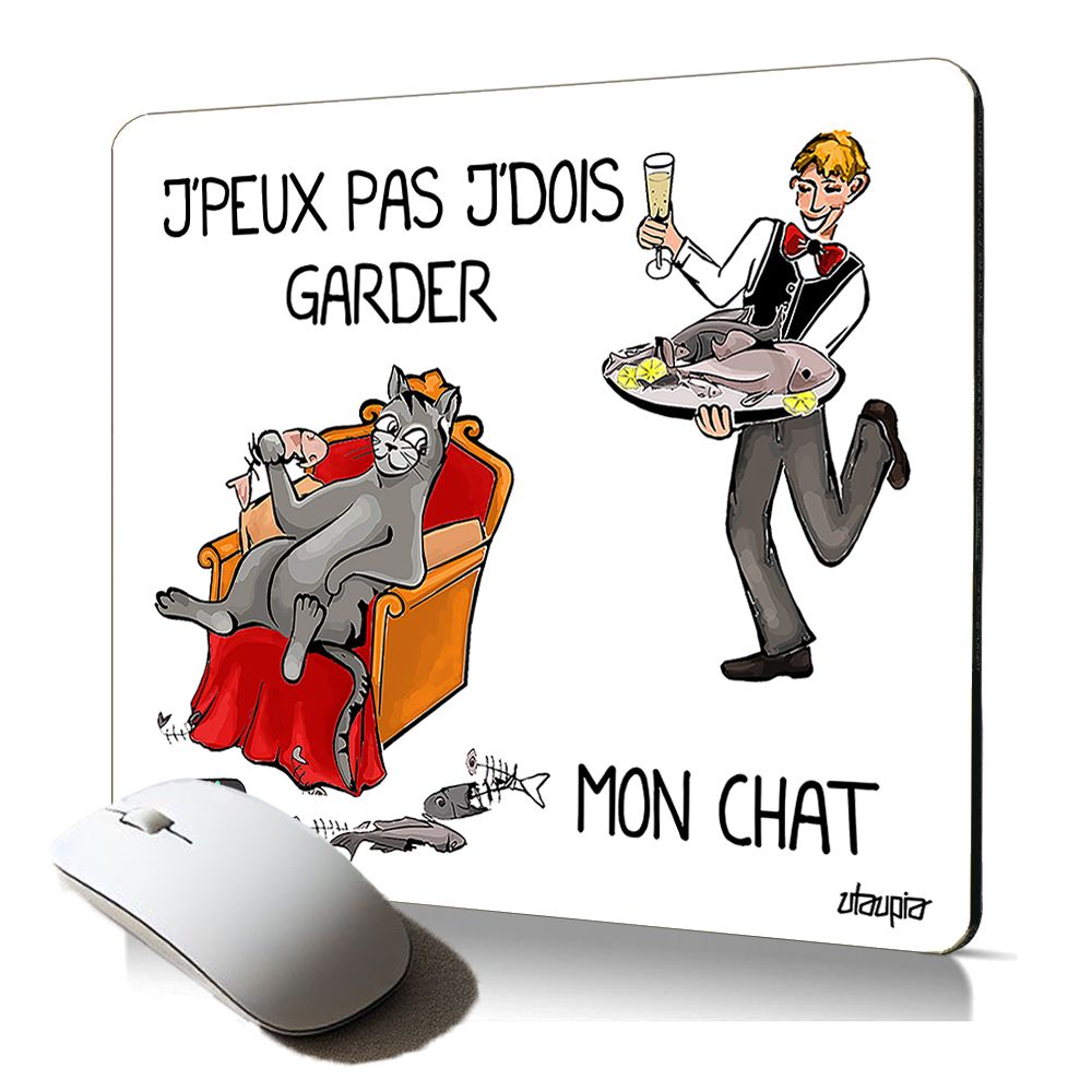 Tapis de souris souple Utaupia - Design humour chat