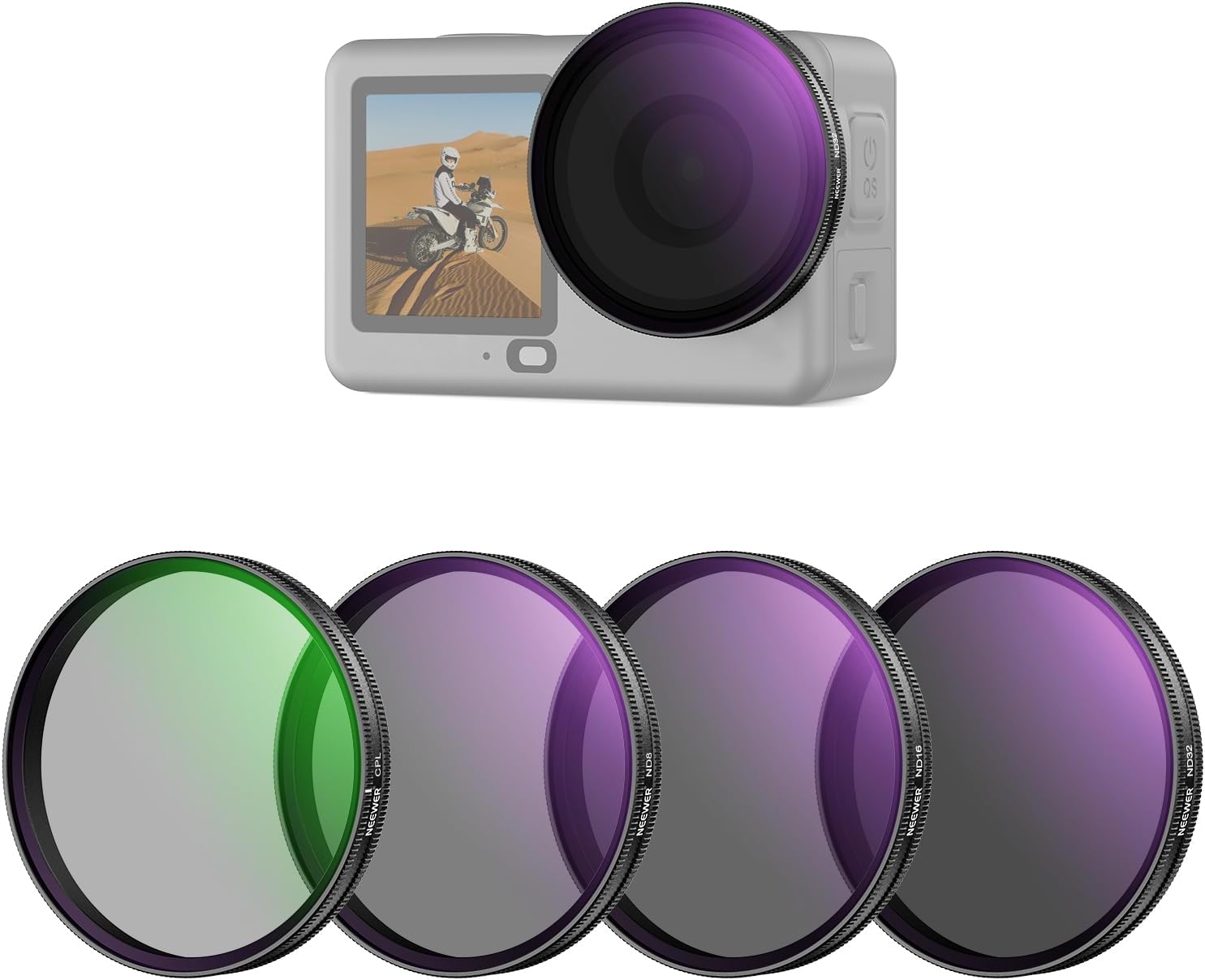 Kit Neewer CPL + ND - 4 filtros polarizadores circulares y ND regulables para DJI Osmo Action 6