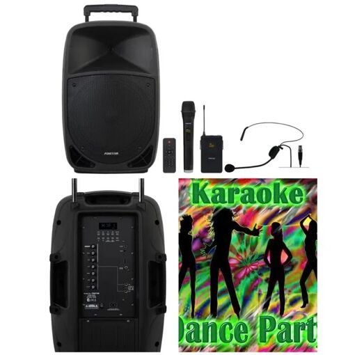 Fonestar Portable Bluetooth Speaker TWS 700W Stereo PARTY KARAOKE with 2 UHF Microphones