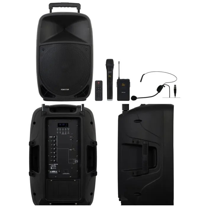 Haut-parleur Bluetooth portable Fonestar TWS 700W Stéréo Karaoké avec 2 micros sans fil UHF