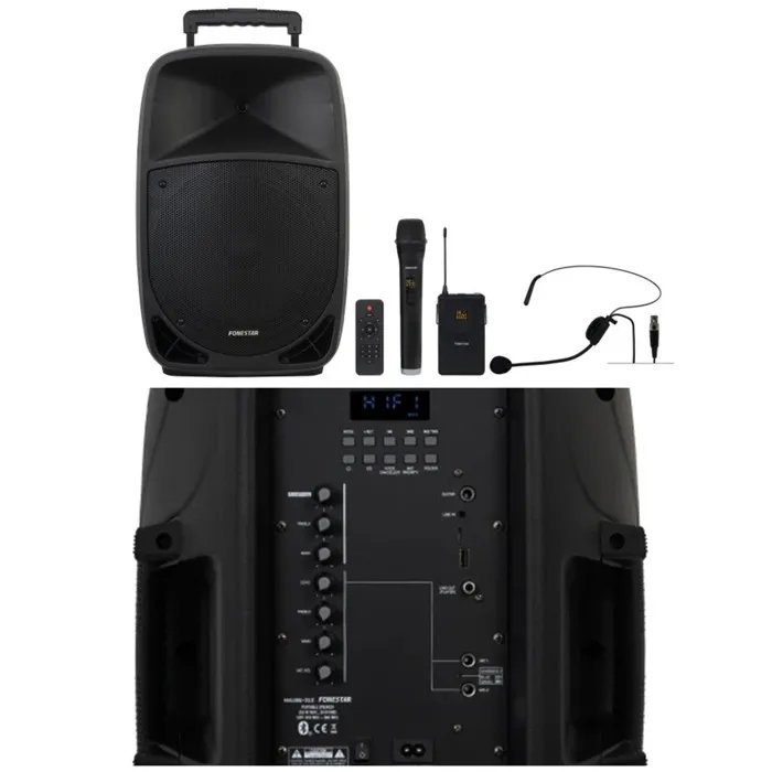 Haut-parleur portable Bluetooth Fonestar 700W Stéréo Fête Karaoké TWS - 2 Microphones UHF