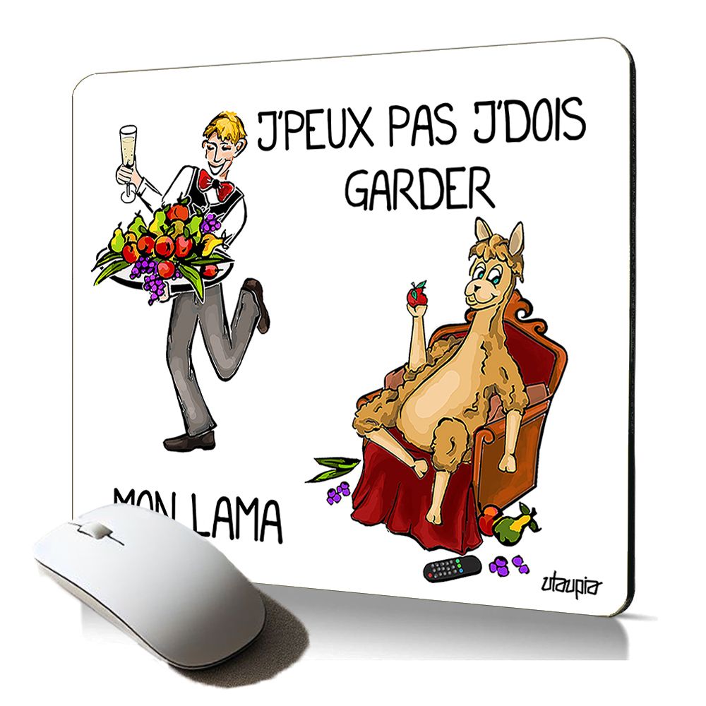 Tapis de souris souple Utaupia - Motif lama humoristique
