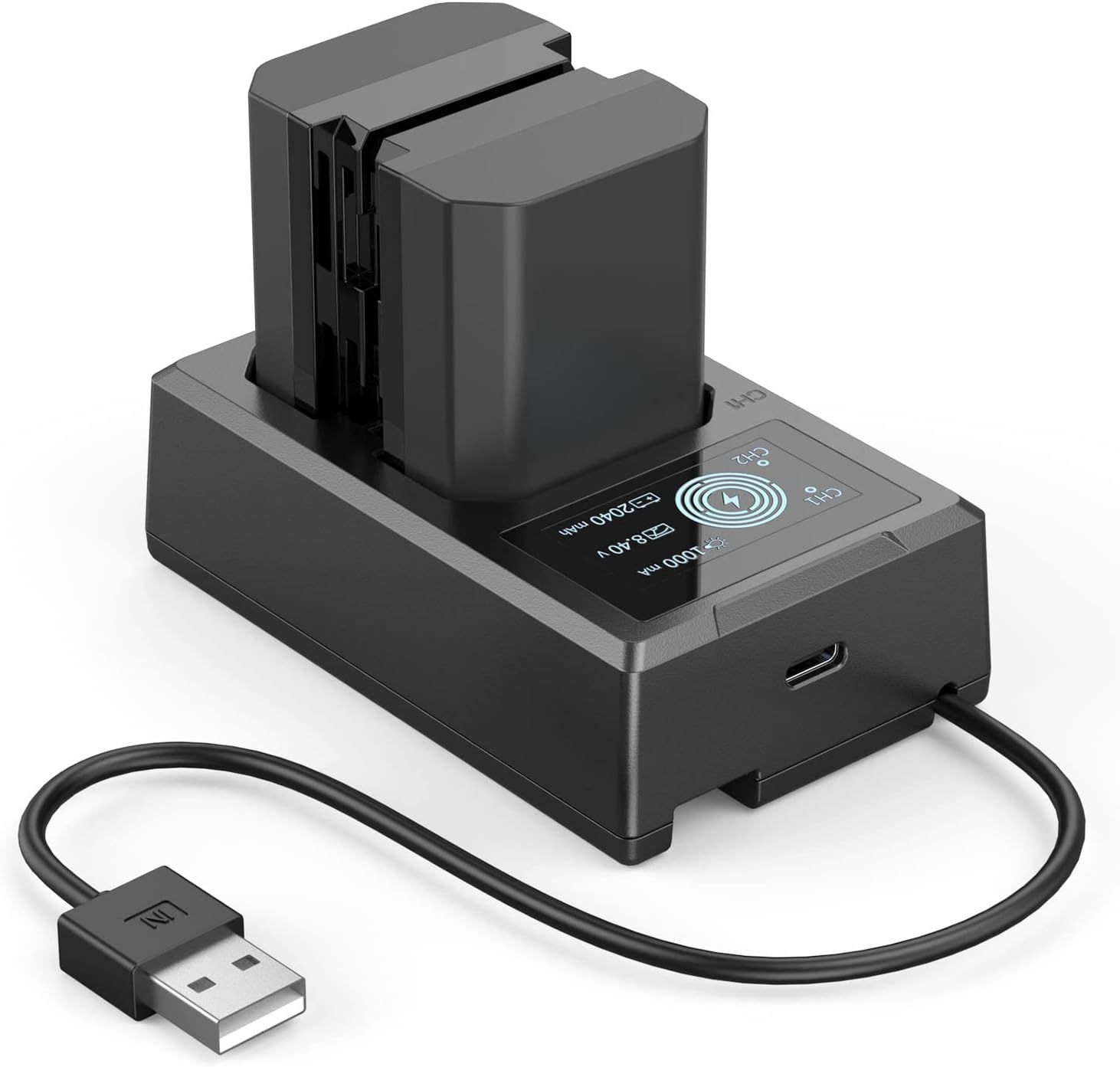 Kit de Batterie et Chargeur Rechargeables SmallRig Compatibles avec NP-FZ100 (Lot de 2) avec Écran LCD