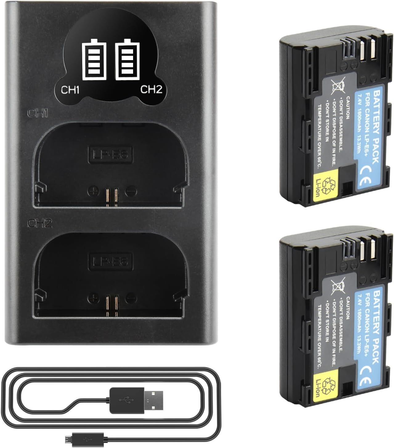 Batterie rechargeable Joiry LP-E6N et chargeur double pour appareils photo Canon EOS