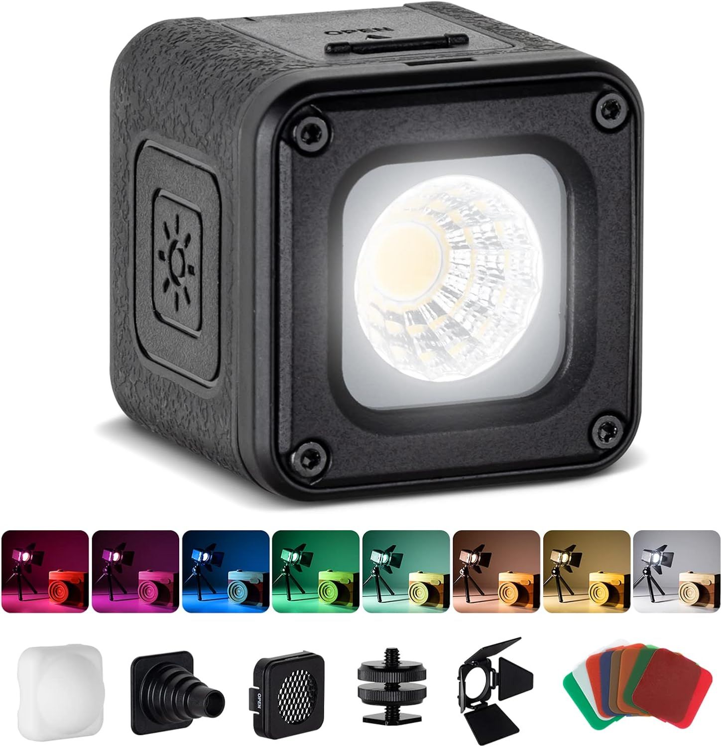 SmallRig LED Video Light Kit, Portable Waterproof Lighting Cube with 8 Color Filters