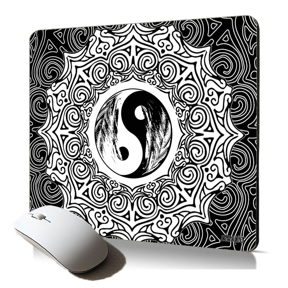 Manta para ratón suave Utaupia - Diseño Zen Yin y Yang, Negro