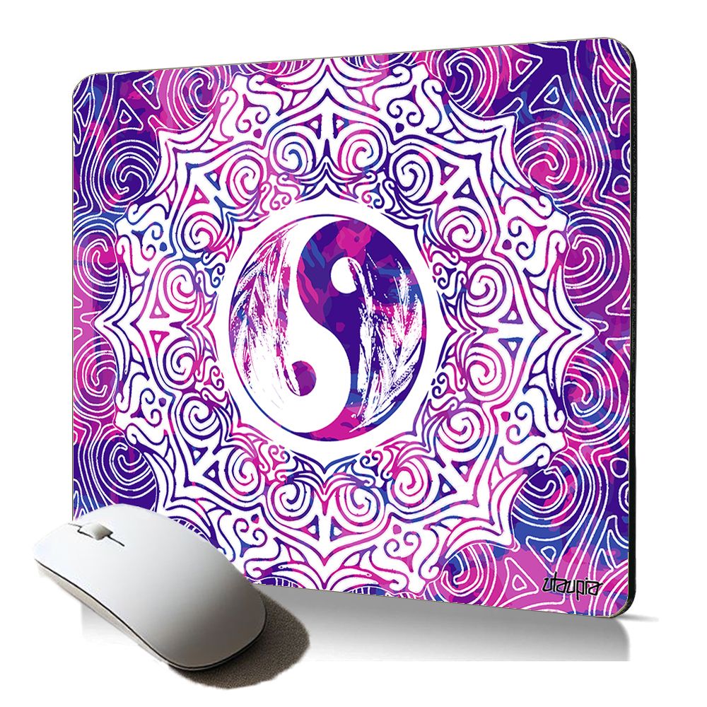 Utaupia Soft Mouse Pad with Yin Yang Mandala Floral Design, Anti-Slip, Zen Yoga Decorative Gift for Mother's Day