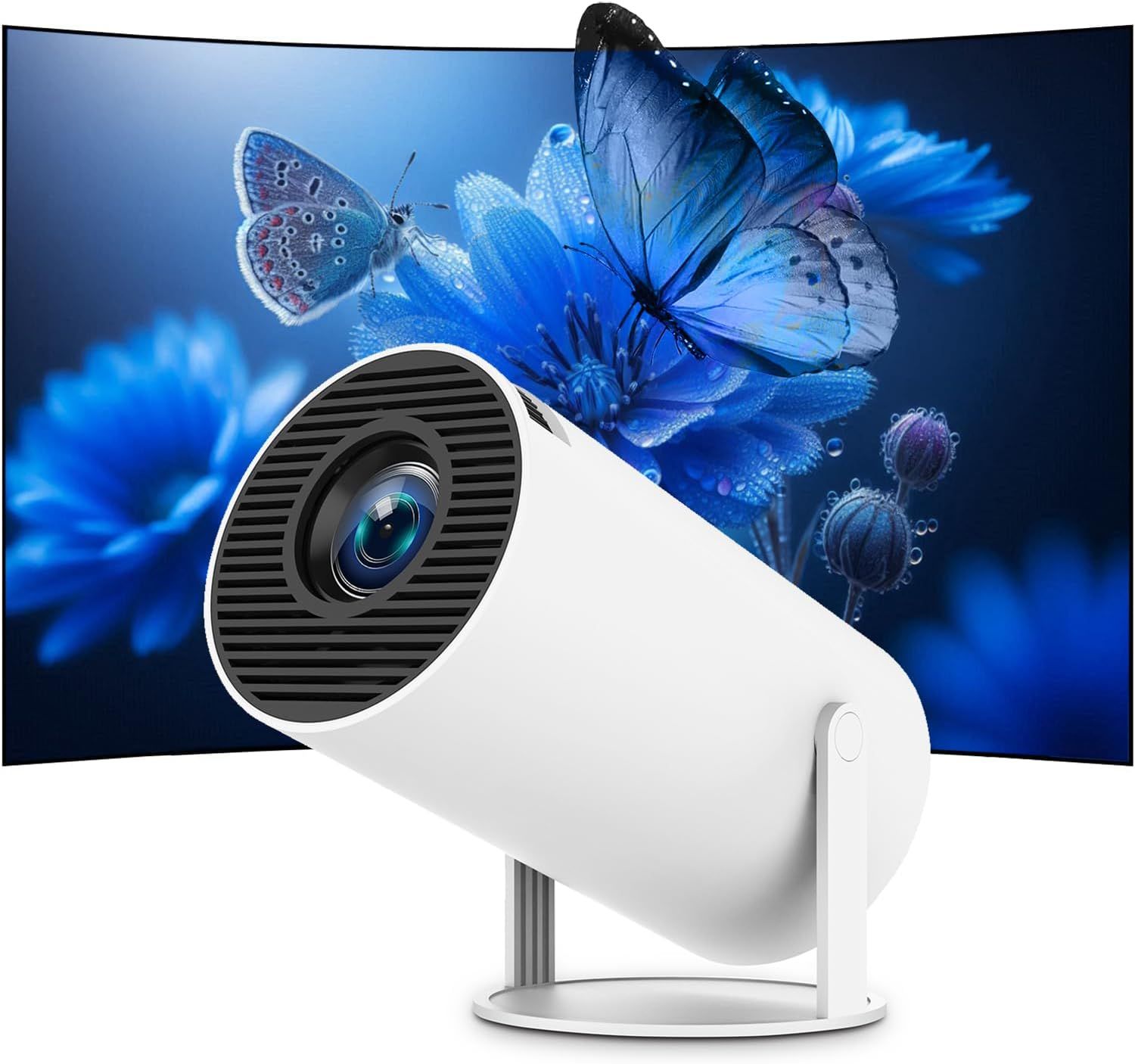 Projecteur Mini Thunrlge FHD 4K Portable Wi-Fi 6 BT5.2 Correction de Trapèze Rotation 180° Téléphone/Ordinateur/HDMI/USB/PS5 Application Intégrée