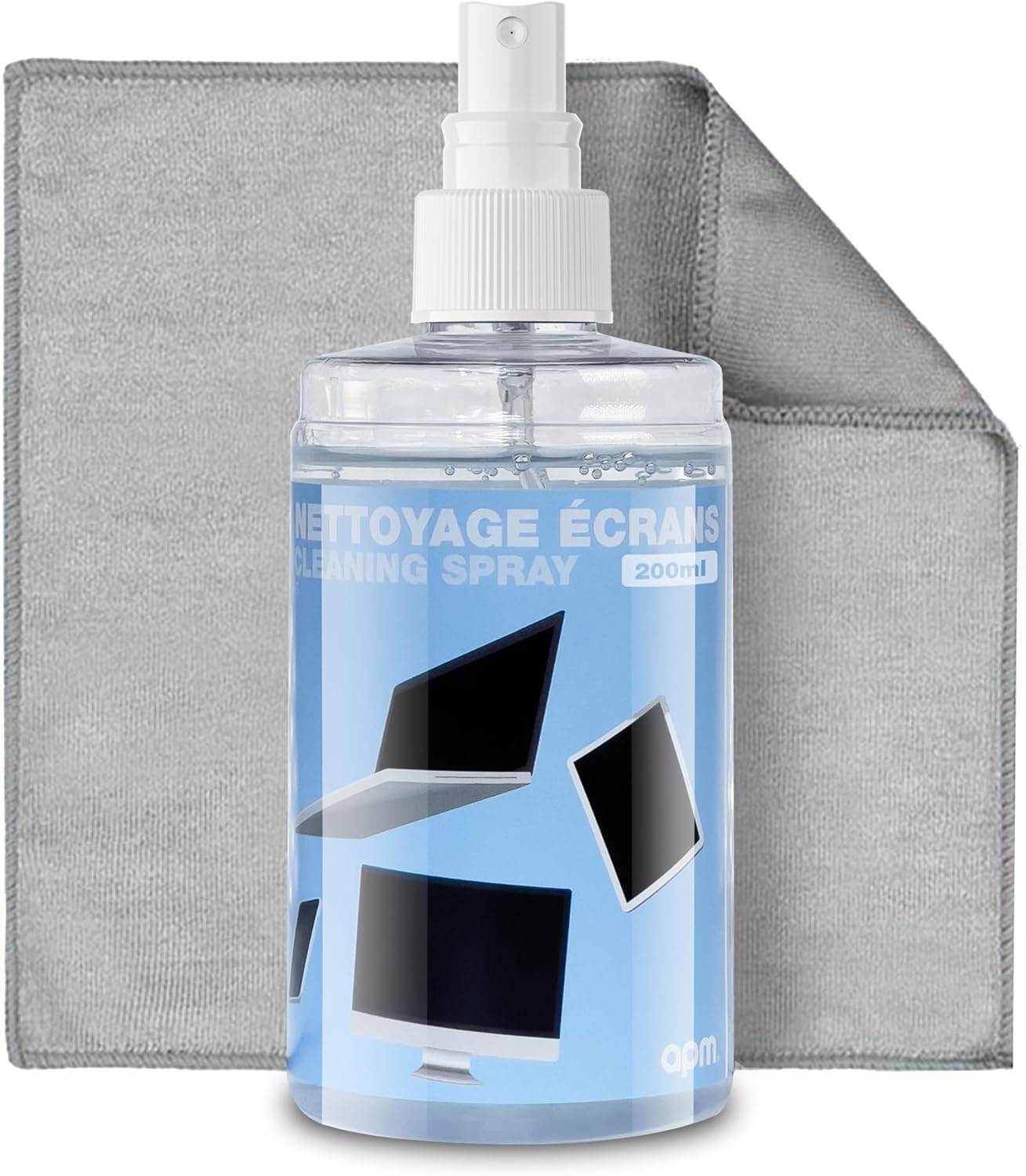 APM Screen Cleaning Spray, Alcohol-Free Gel Texture, Anti-Static, Scratch & Stain Resistance, Microfibre Cloth Included, Secure Cleaning, 200ml