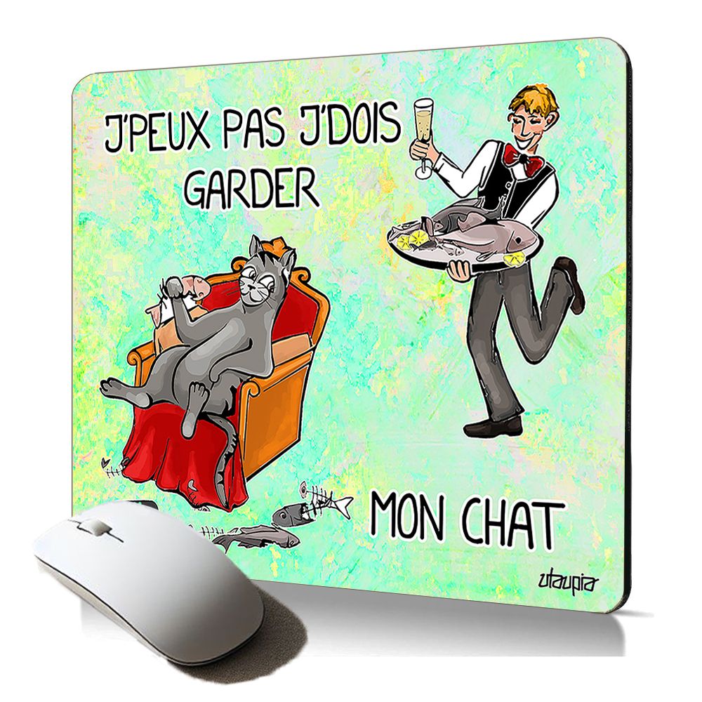 Tapis de souris souple Utaupia - Motif humour chat