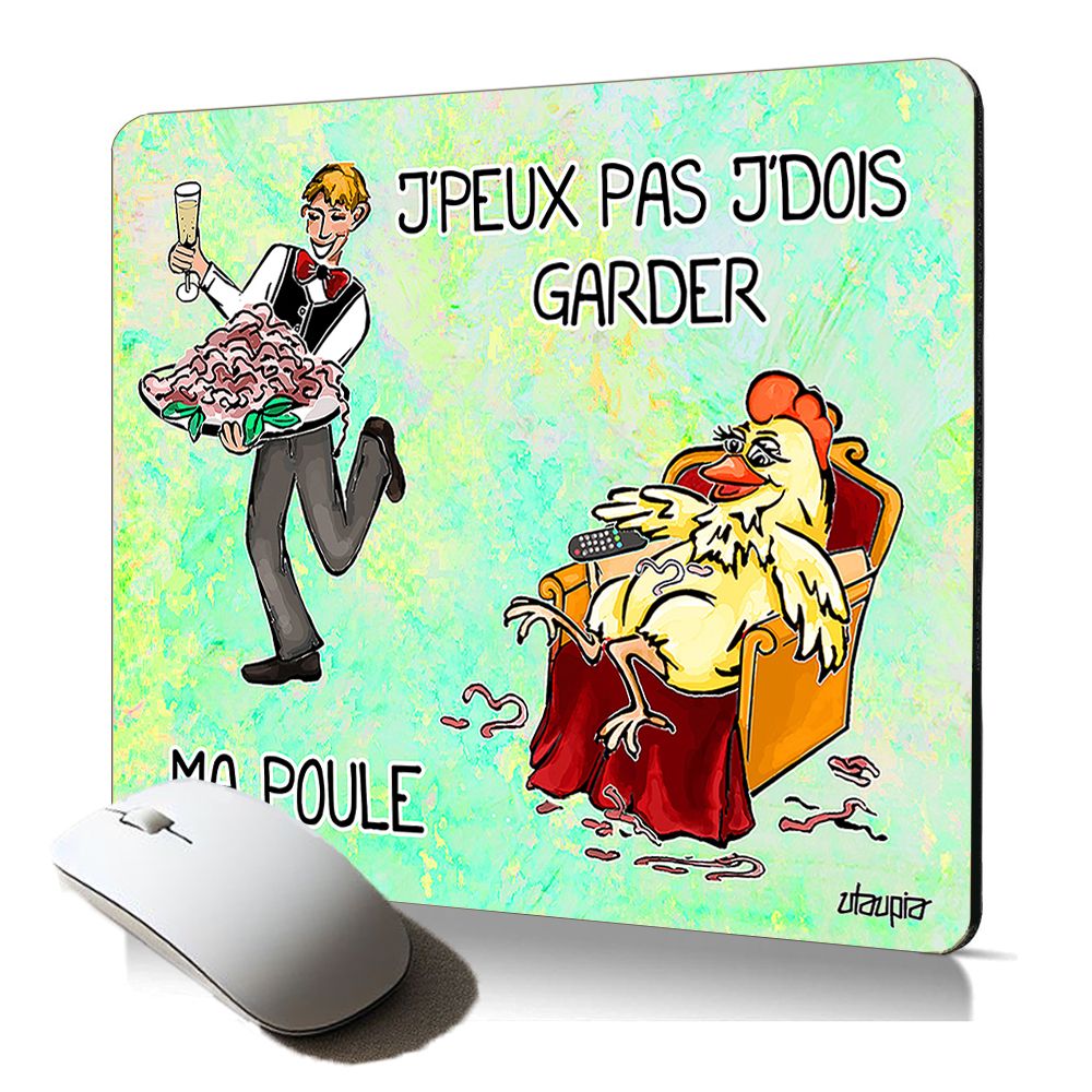 Utaupia Soft Mouse Pad - 'I Can't, I Must Keep My Chicken' Cartoon Design
