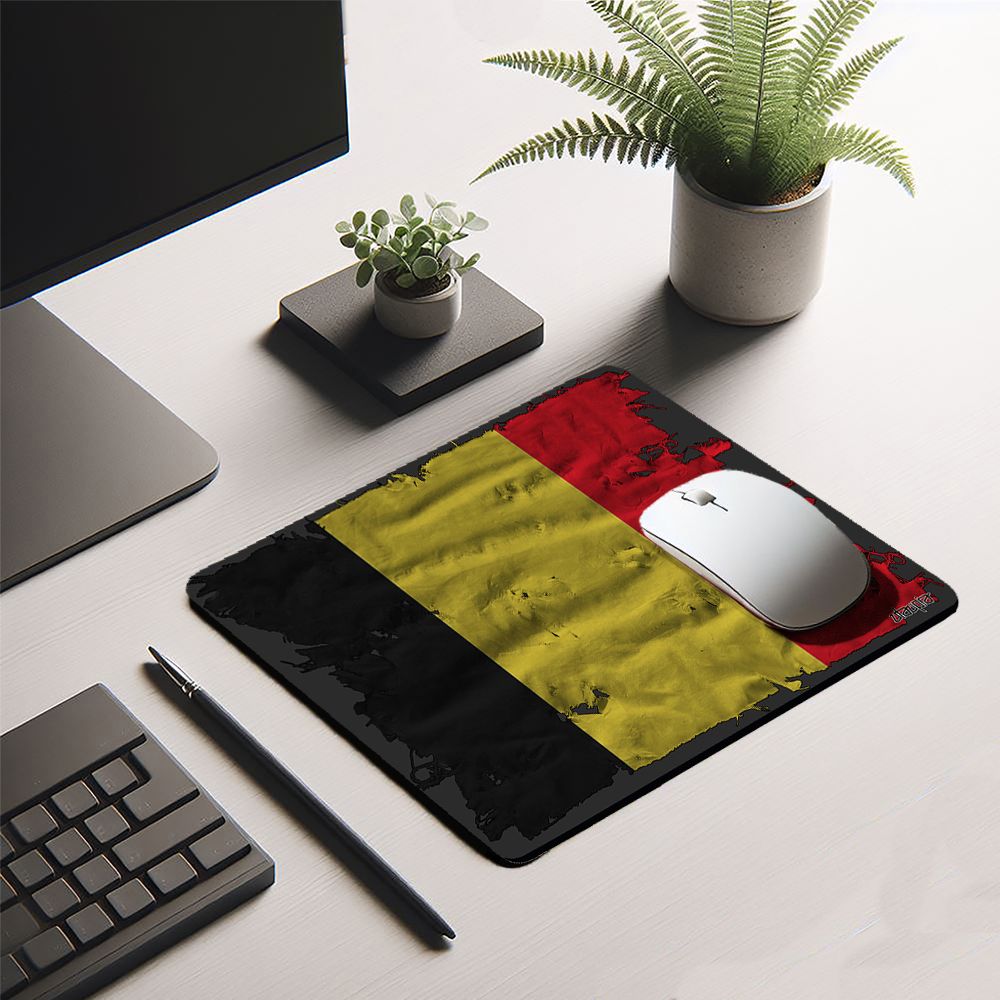 Belgium Flag Themed Gaming Mouse Pad by Utaupia