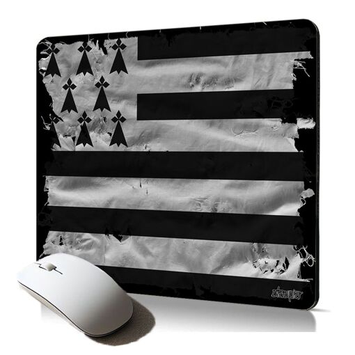 Tapis de souris souple Utaupia - Drapeau de Bretagne, cadeau unique, accessoire durable imprimé en France
