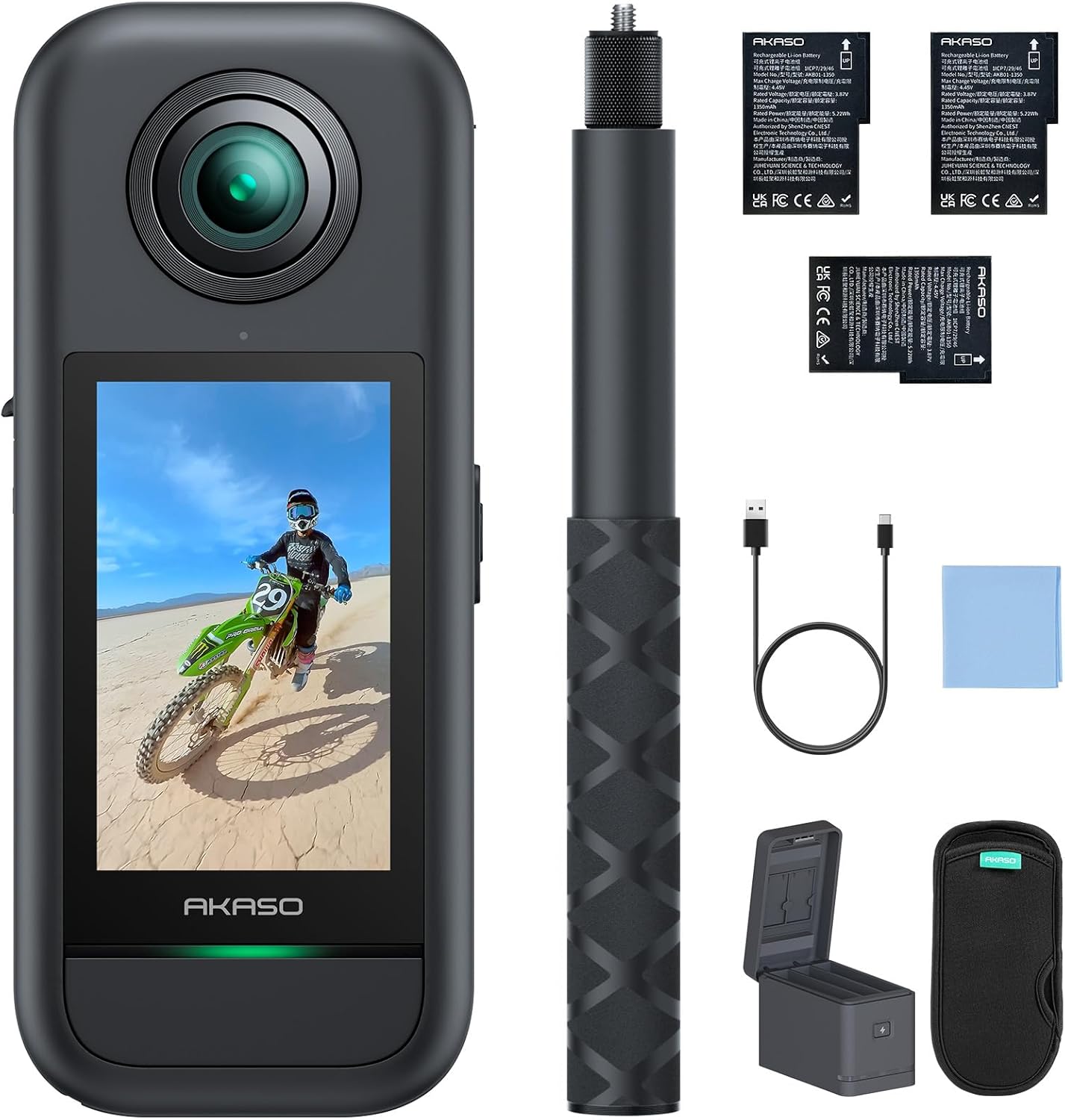 AKASO 360° Action Camera - 5.7K 360 Video, 48MP Sensors, SuperSmooth, 2.29" Touchscreen, Invisible Selfie Stick Effect, 360° Horizon Lock