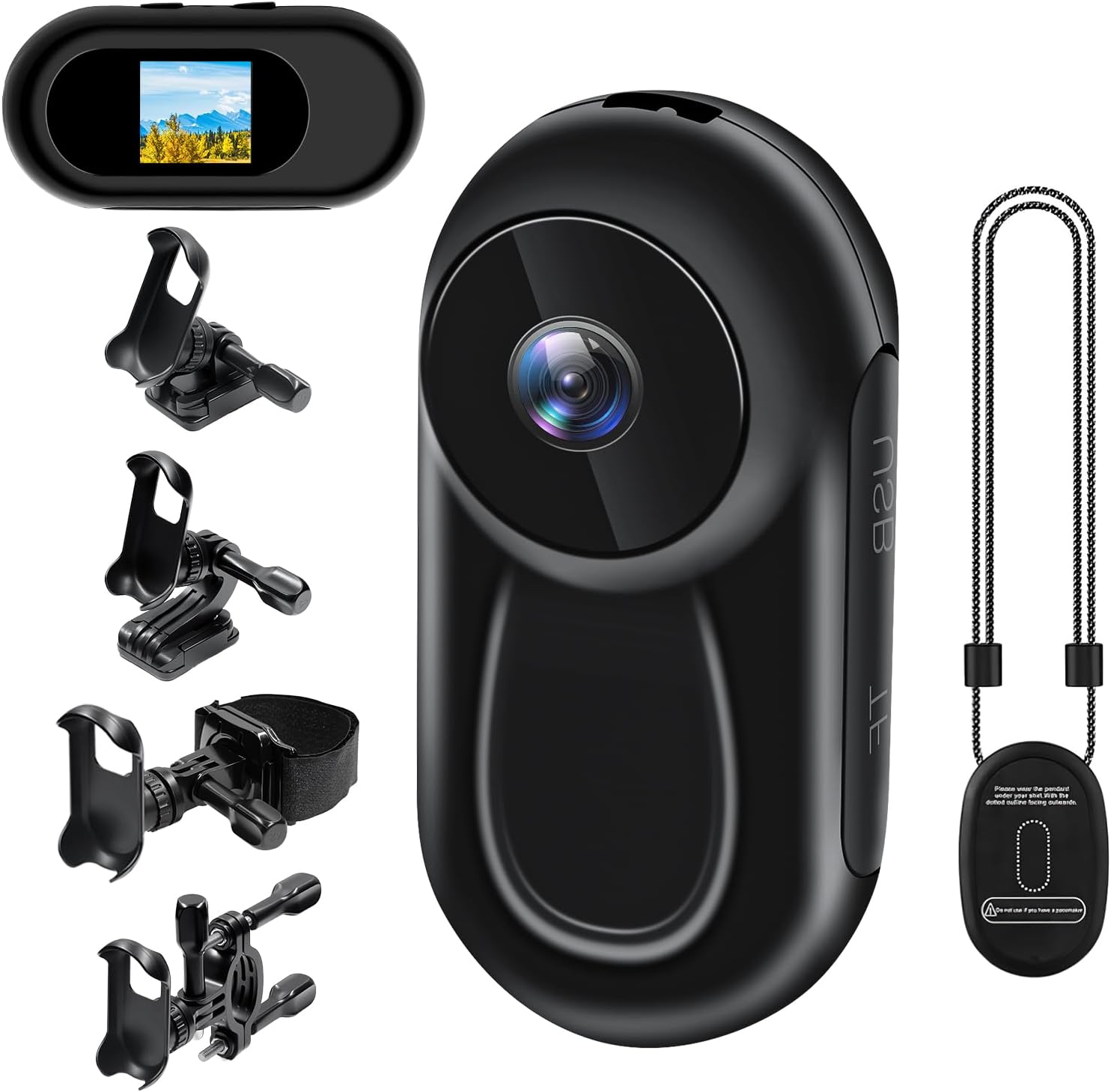 Caméra d'action MEVRONISSHOP, caméra sportive HD 1080P miniature, caméra corporelle, caméra pour casque à 120°, vision nocturne magnétique et accessoires