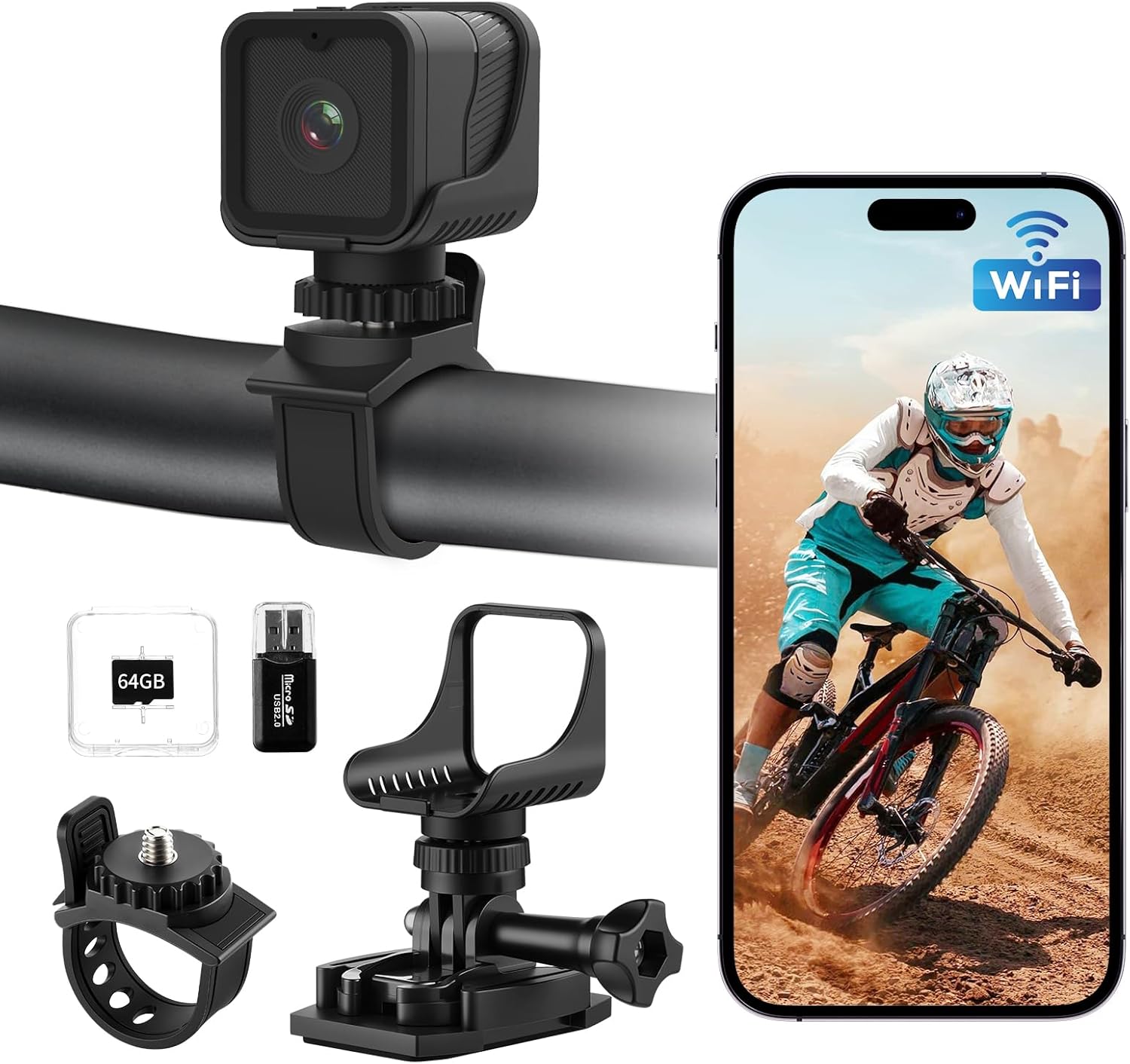 Aiker Action Camera, Enhanced WiFi Version with 1080p HD & 120° Wide Angle Lens, IP66 Waterproof, Automatic Leveling, Long-Lasting Battery, Ideal for Motorbikes and Bicycles