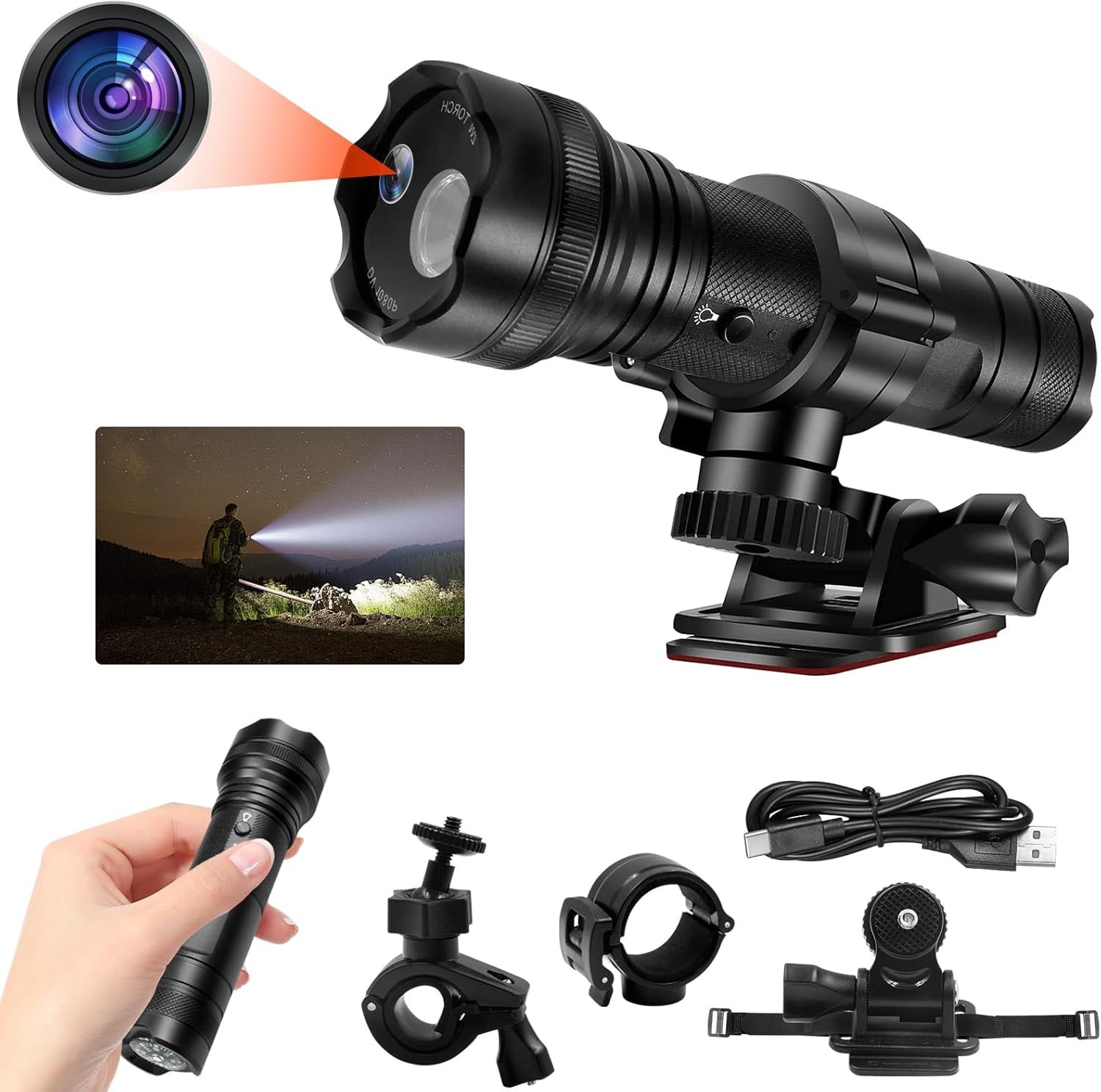 MEVRONISSHOP Sports Camera, 1080P HD & 120° Wide Angle Camera, 5 Lighting Modes Embedded Cameras with 2600mAh Battery for Extended 11-Hour Use
