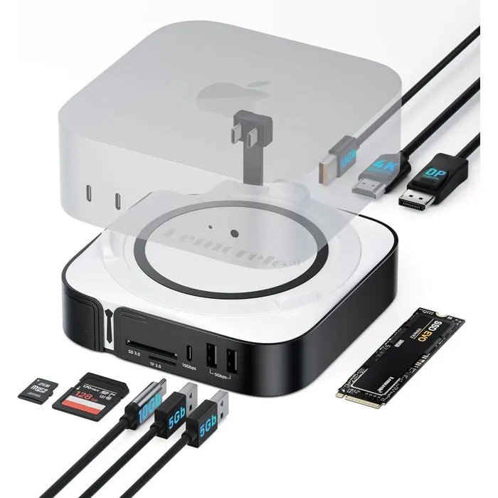 Mac Mini M4 Docking Station with 4 USB-C Ports and 4K Display Support