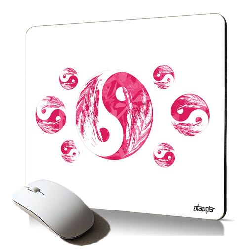 Tapis de souris souple Utaupia - Motif Yin et Yang, tapis de souris pour gamer, résistant à l'eau, 23x19 cm