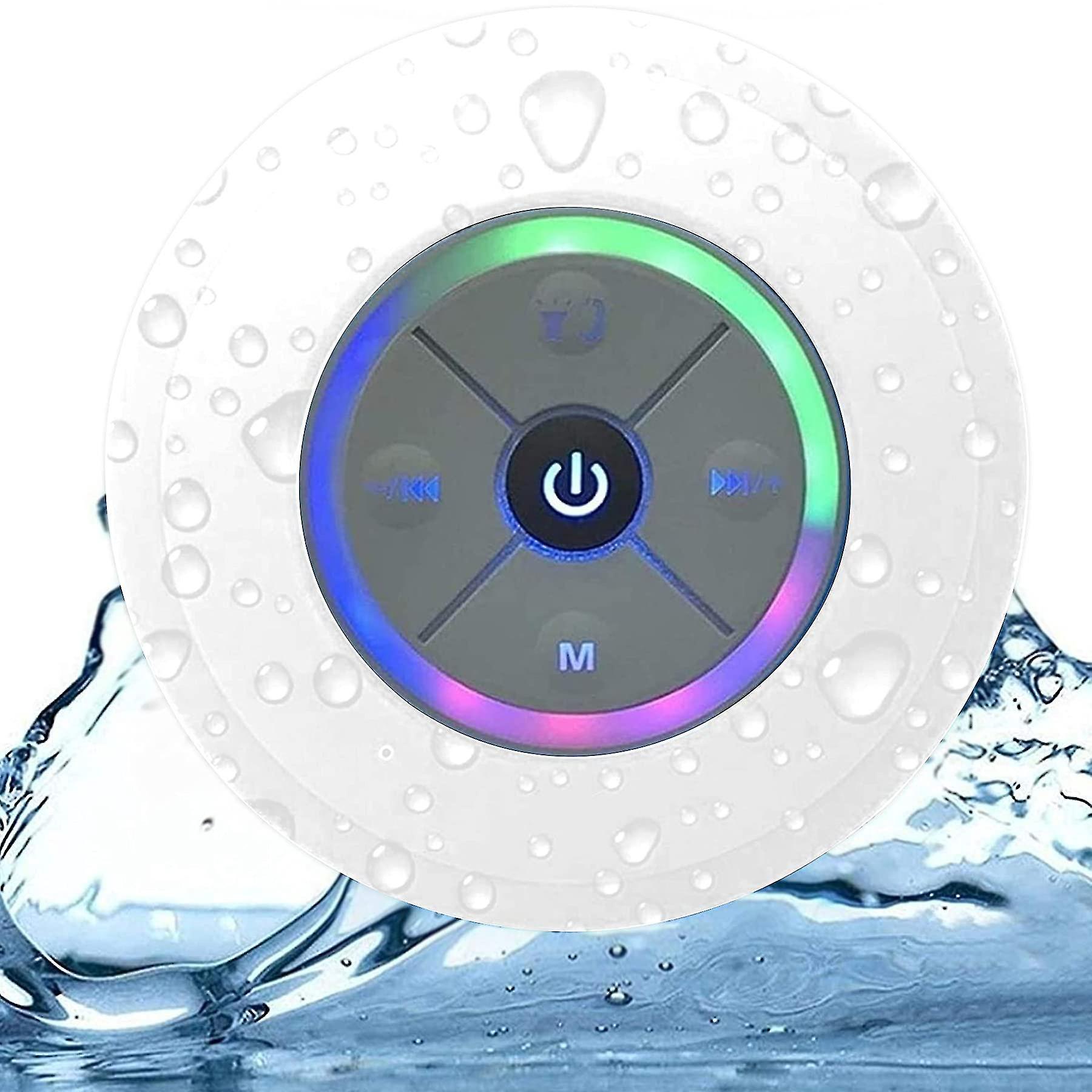 Svailse Bluetooth Shower Speaker with LED Rainbow Light, FM Radio and Powerful Suction Cup, IPX5 Waterproof and Portable