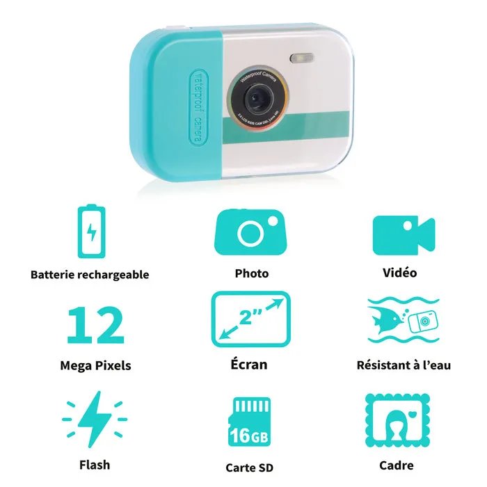 Canal Toys Waterproof Camera CLK 079, 3m Depth, 16GB, Turquoise