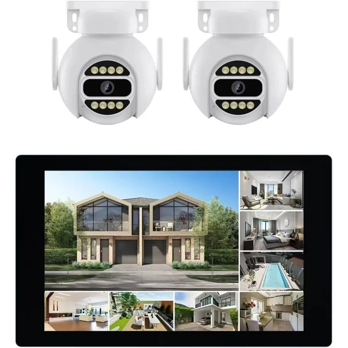 Link2Home Motorized Outdoor Camera Kit 2x 3MP Touchscreen 10.1"