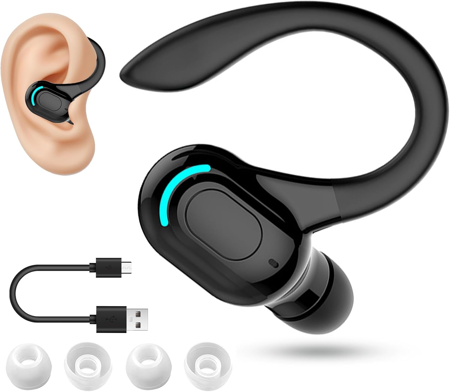 Écouteur Bluetooth KALANKA V5.2 sans fil, résistant à l'eau IPX4, microphone intégré, 20h d'autonomie, pour iPhone Android PC Bureau Conduite Sport