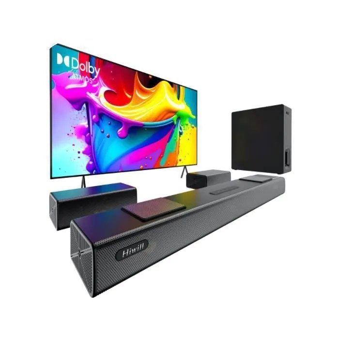 Barre de son HIWILL A512 - 5.1.2 Dolby Atmos - HDMI eARC - Bluetooth - Noir