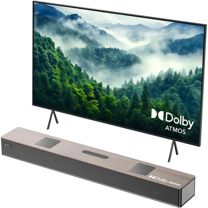 HIWILL Soundbar A502 - 400W - Dolby Atmos - Walnut Wood with HDMI eARC/AUX