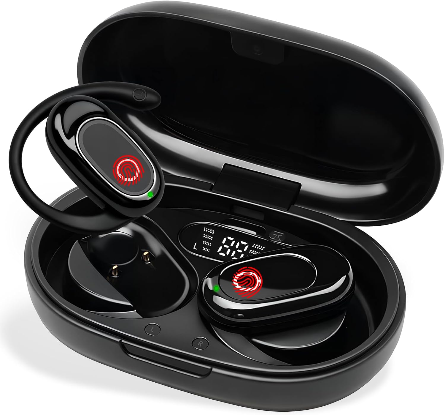 KALANKA Bluetooth Sport Earbuds 5.4 with Noise Cancellation, 52h Battery Life, LED Screen, Touch Control