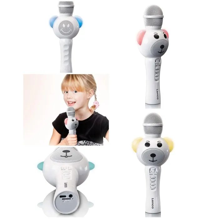 Microphone karaoké Bluetooth pour enfants Lenco avec lumières RGB - batterie rechargeable