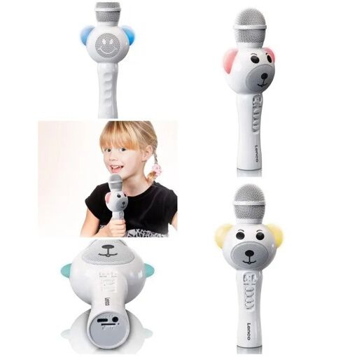 Microphone karaoké Bluetooth pour enfants Lenco avec lumières RGB - batterie rechargeable