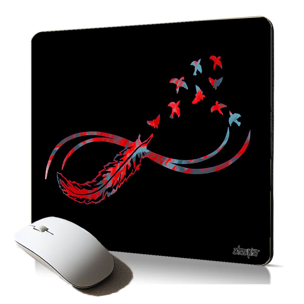 Tapete de ratón suave Utaupia Infinito - Diseño artístico de pájaro multicolor