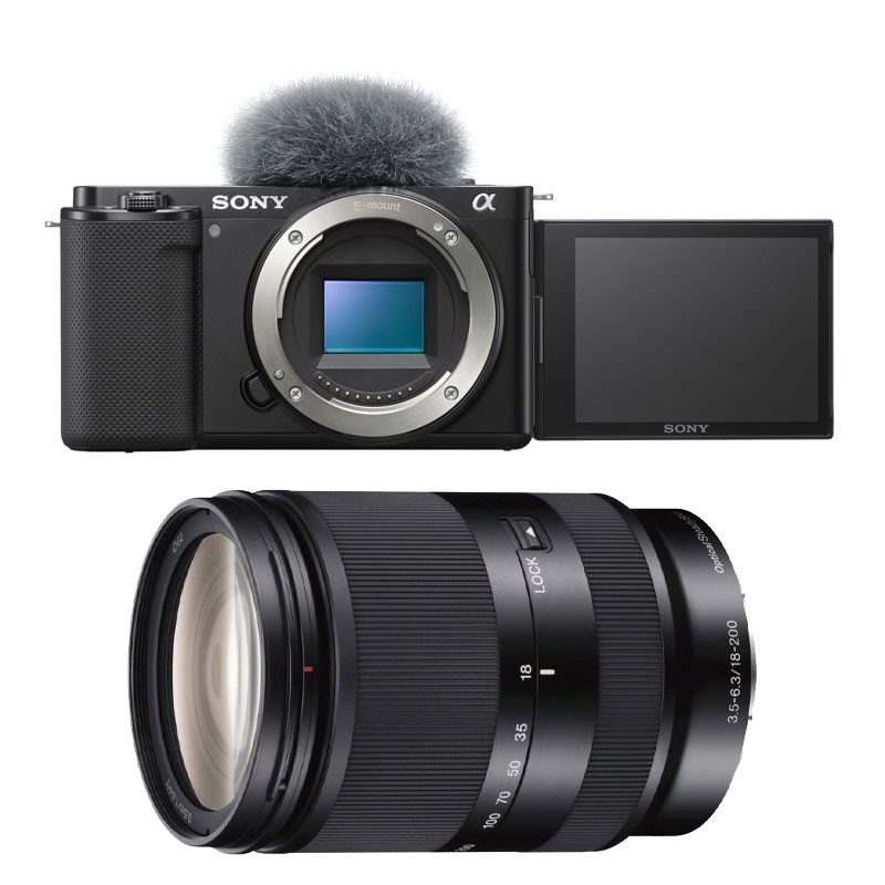 Sony Alpha ZV-E10 Black + 18-200mm Lens, 3-Year Warranty