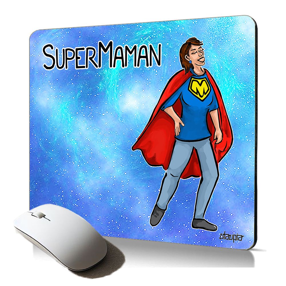 Utaupia Soft Mouse Pad - Super Mom Comics, Humorous Artistic Text, Original Graphic