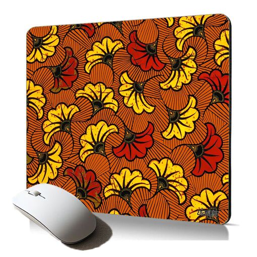 Tapis de souris souple Utaupia - Motif wax fleur d'Afrique coloré pour bureau