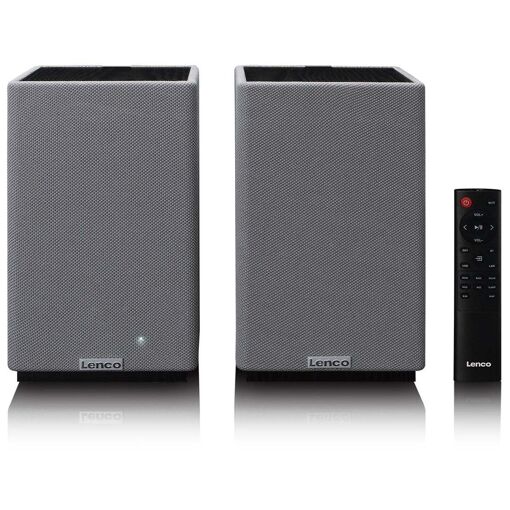 Lenco SPB-240BKGY - Juego de altavoces estéreo Bluetooth - Son potente y diseño elegante - Negro/Gris
