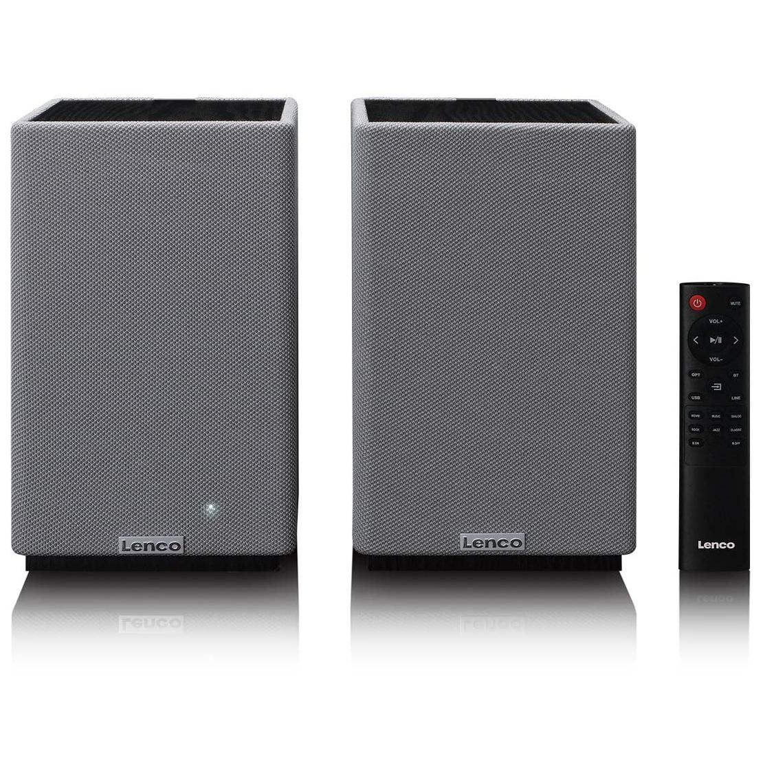 Lenco SPB-240BKGY - Bluetooth Stereo Hi-Fi Speakers Set - Powerful Sound and Elegant Design - Black/Grey
