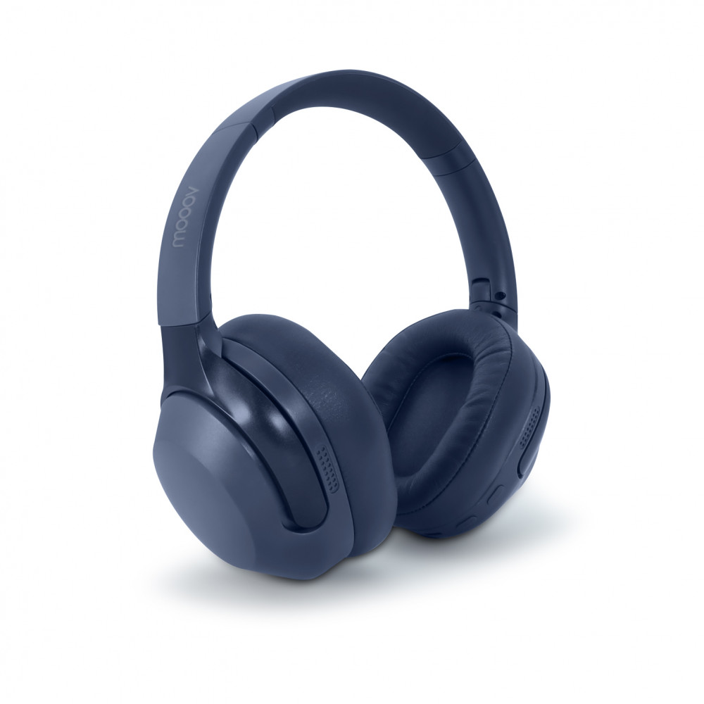MOOOV Active Noise Cancelling Wireless Headphones - 100% Recycled Blue Plastic
