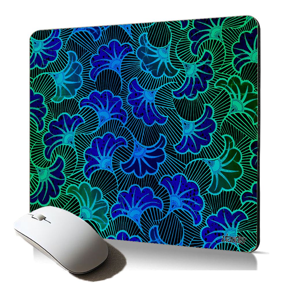 Utaupia Soft Mouse Pad with African Fantasy Wax Print Design, Blue