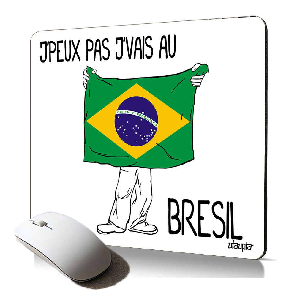 Tapis de souris souple Utaupia - Thème drapeau du Brésil, accessoire de jeu de bureau