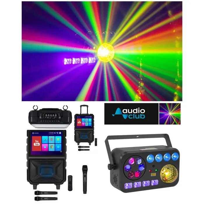 Audio Club Portable Bluetooth Speaker 500W with Touchscreen - Karaoke Party System with Light Effects