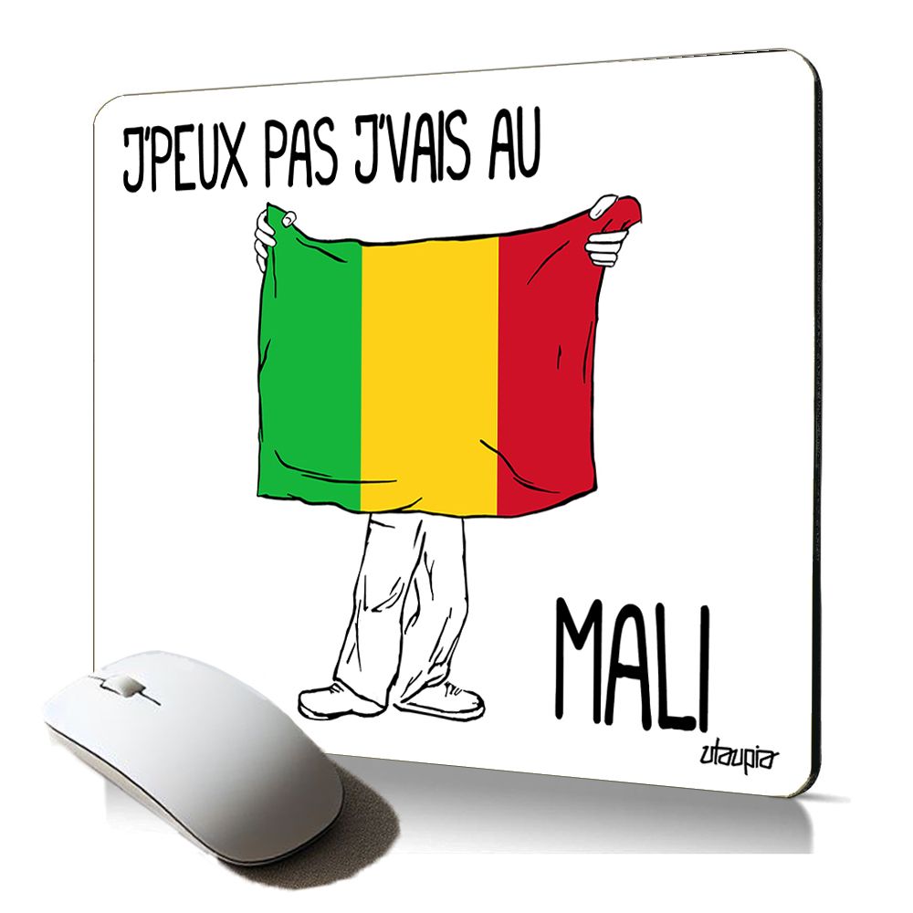 Tapis de souris souple Utaupia avec motif humoristique du Mali