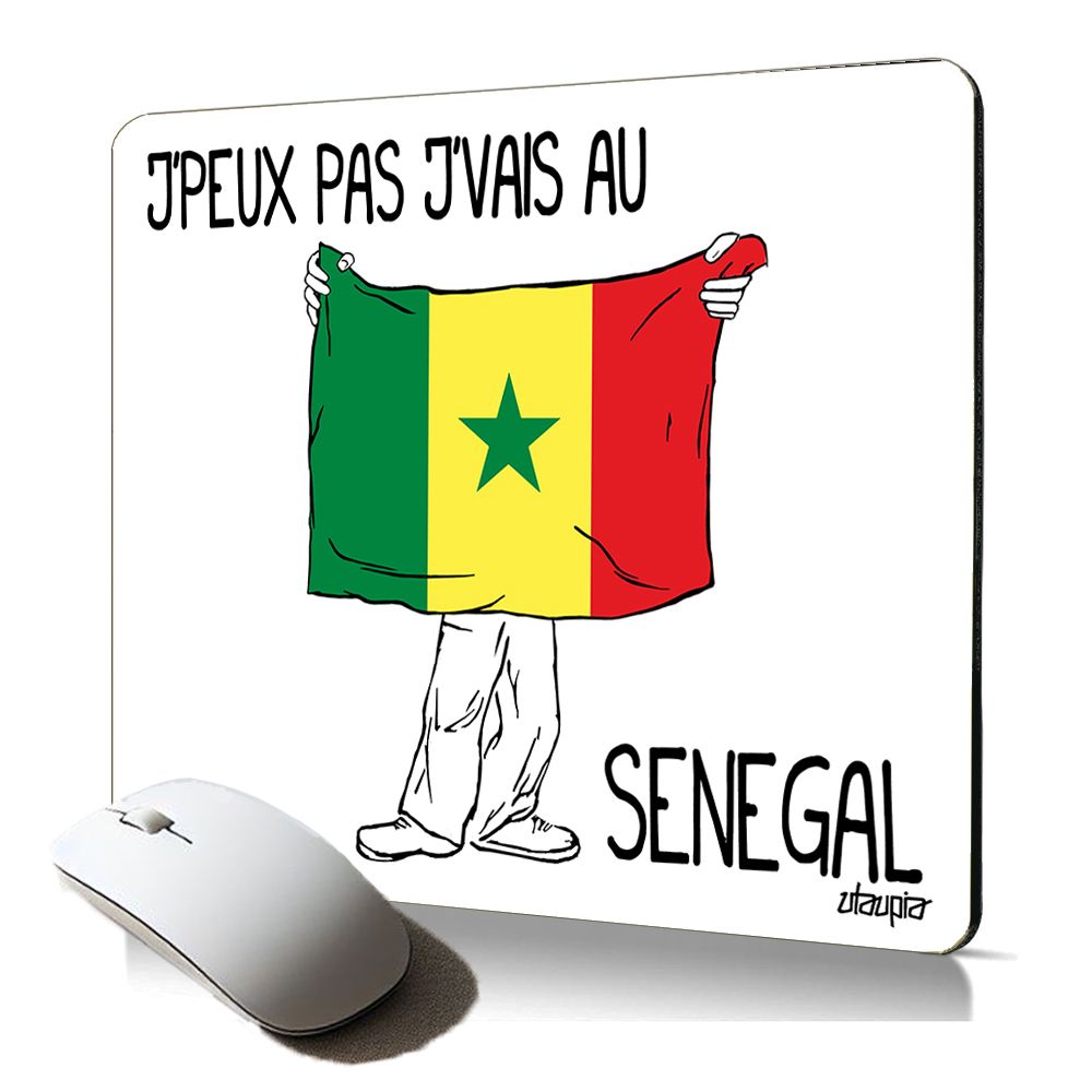 Tapis de souris au drapeau du Sénégal - Doux et durable, fabriqué en France