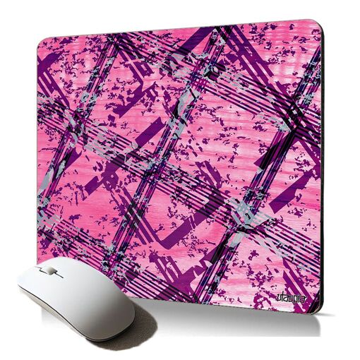 Tapis de souris souple Utaupia - Motif carreau tartan moderne abstrait rose durable