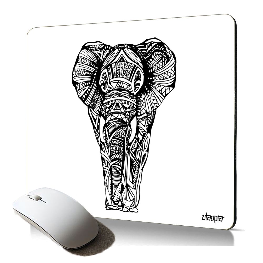 Utaupia Soft Mouse Pad with Elephant Design - Black (Artistic Gift)