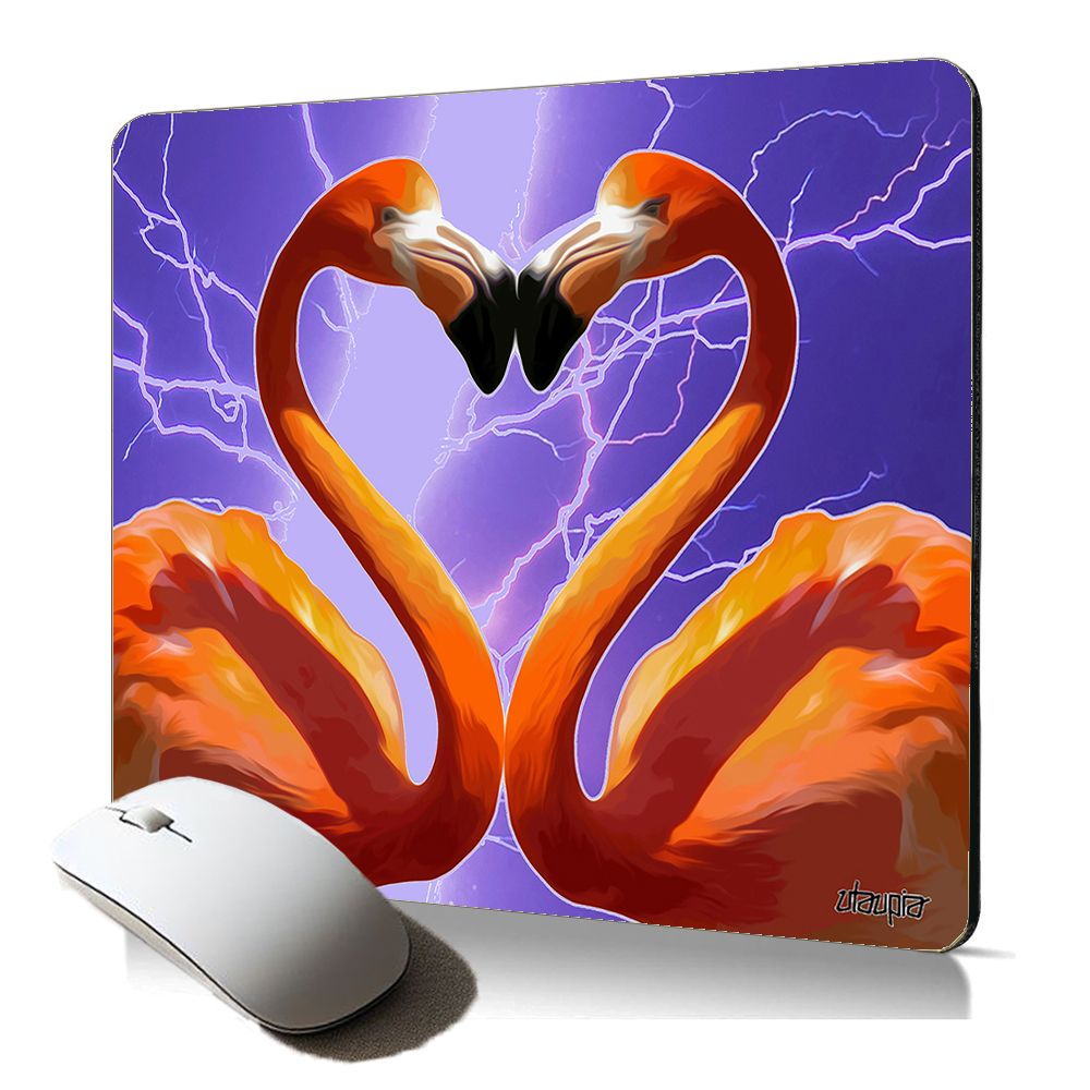 Manta para ratón suave de Utaupia con flamingo rosa, amor y corazón romántico - Diseño para el Día de San Valentín