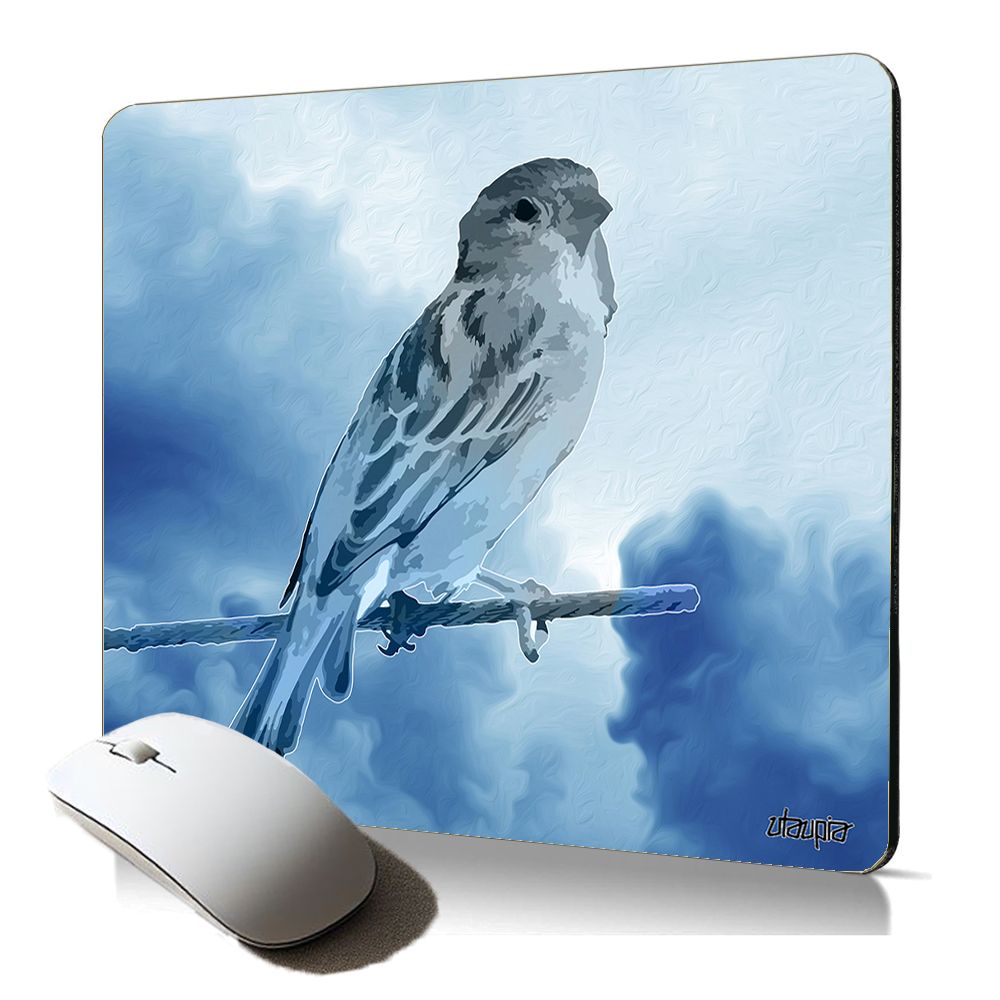 Manta para ratón suave de Utaupia con diseño de pájaro y gorrión, cielo azul nube