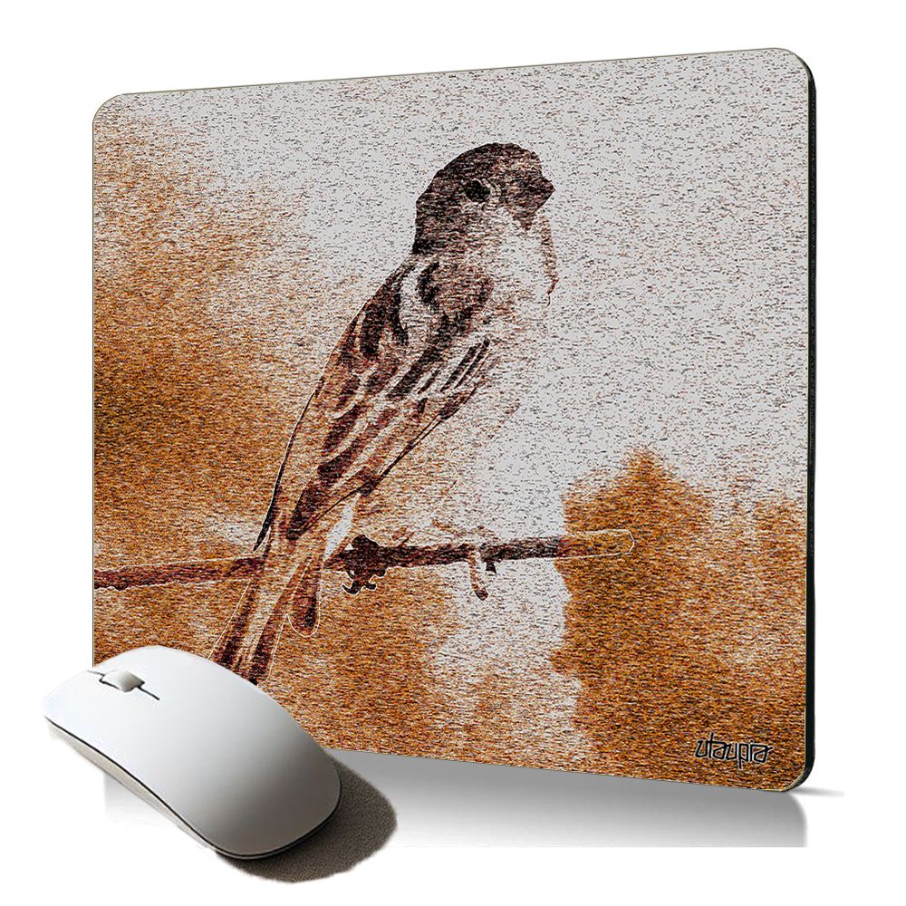 Tapis de souris souple Utaupia avec motif oiseau (moineau effet peinture, accessoire de qualité, nature animal unique)
