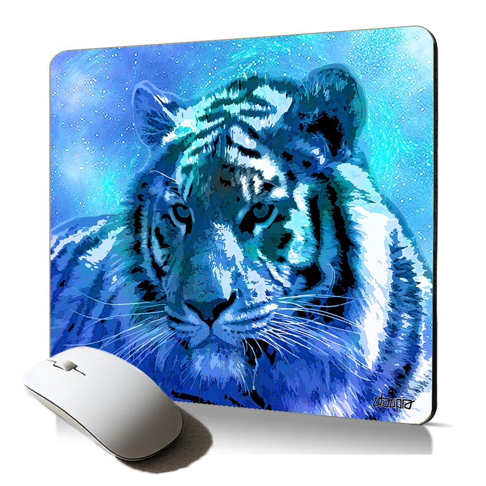 Alfombrilla de ratón suave de Utaupia con diseño de tigre felino antideslizante y duradera, patrón de galaxia beige, regalo original para PC de escritorio